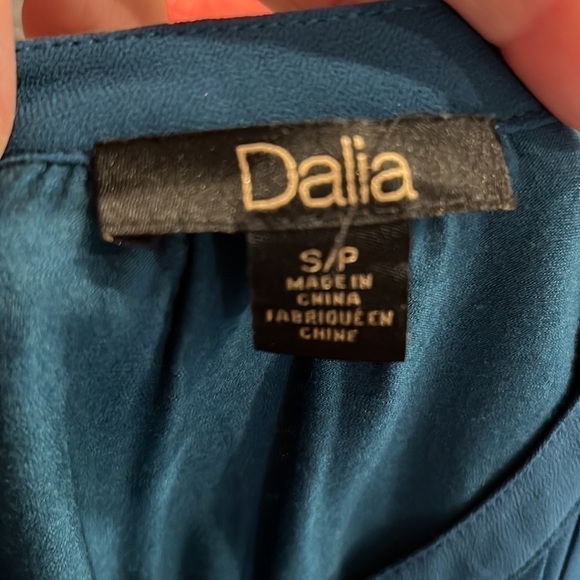 Dalia dark turquoise top. Long sleeve. Small. Pleating. - Picture 5 of 5